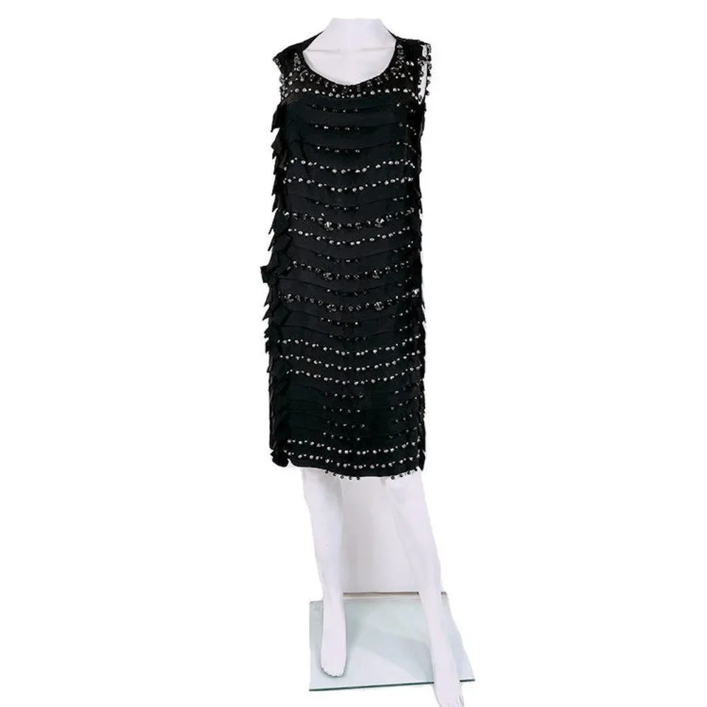 Vintage LANVIN 2008 Runway Black Embellished Black Tie Party Dress - Picture 2 of 11